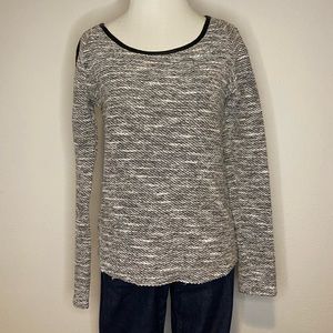 Maison Scotch Rendezvous Sweater with Faux Leather Trim Size Small